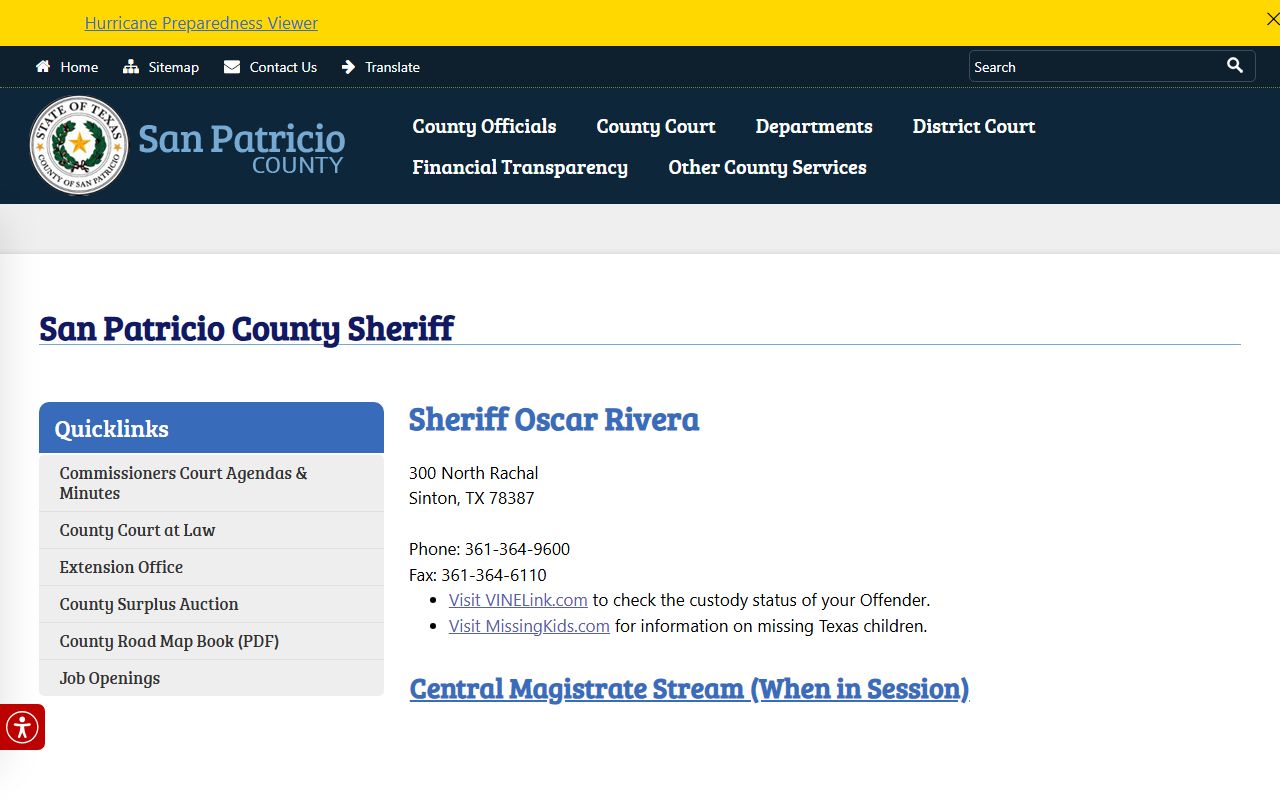 San Patricio County jail mugshots sheriff custody status source