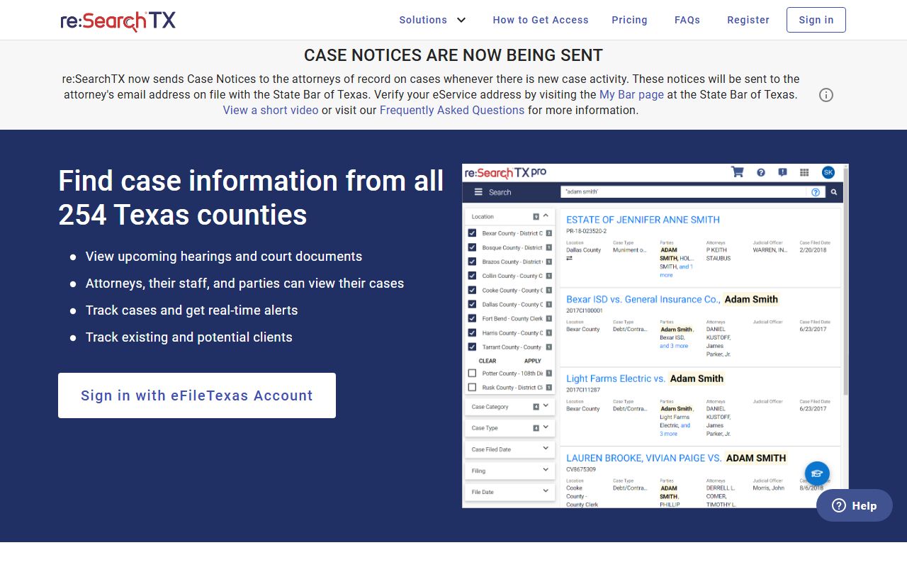 San Patricio County court records re:SearchTX portal after arrest